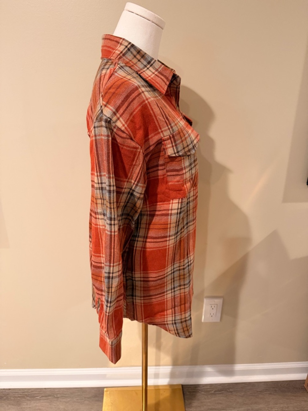 Kohl's Orange Plaid Button-Down Shirt - Picture 4 of 7